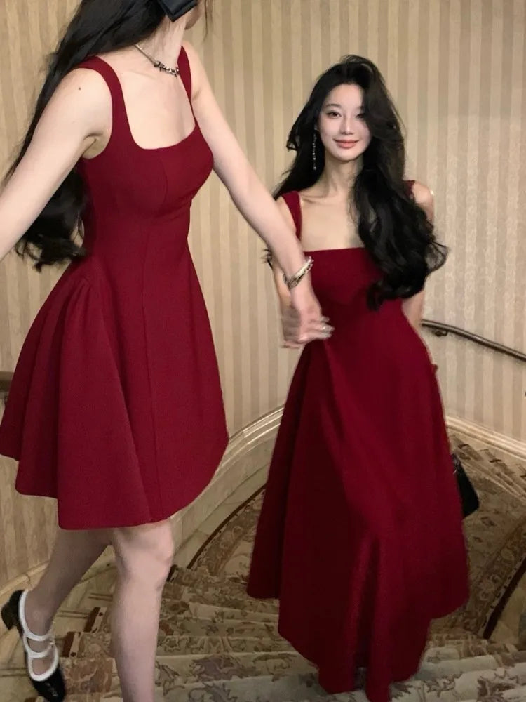 Summer Evening Party Midi Dresses Sleeveless Y2k Mini Birthday Dress Korean Aline Vestidos