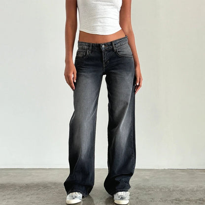 Y2k Wide Leg Denim Pants Baggy Low Waist Boyfriend Jeans Loose Fit Jeans Trousers Cyber Grunge