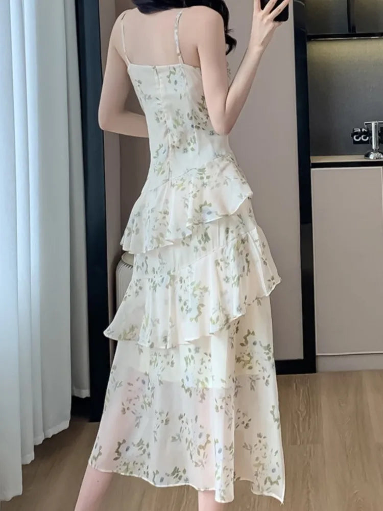 And New Summer Dress Spaghetti Strap Aline Print Midi Dresses Female Clothes Vestidos