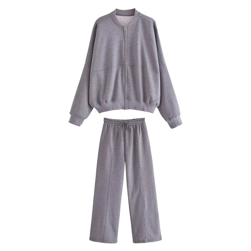 Lace Up Pant Sets Loose V Neck Cardigan Woman Autumn Winter Sports Pants 2 Piece Sets Outfits
