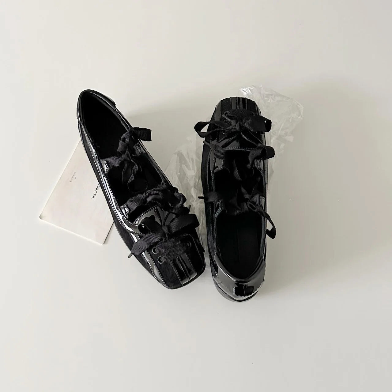 Square Head Bow Shallow Mouth Ballet Shoes Onepedal Flat Mary Jane Single Shoes