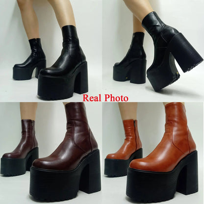 Platform Ankle Boots Winter Brand Design Great Quality Gothic Style Comfy Cool Street Shoes Boots Big Size 43