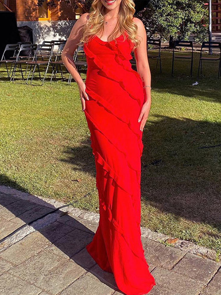 Deep V Neck Maxi Dress