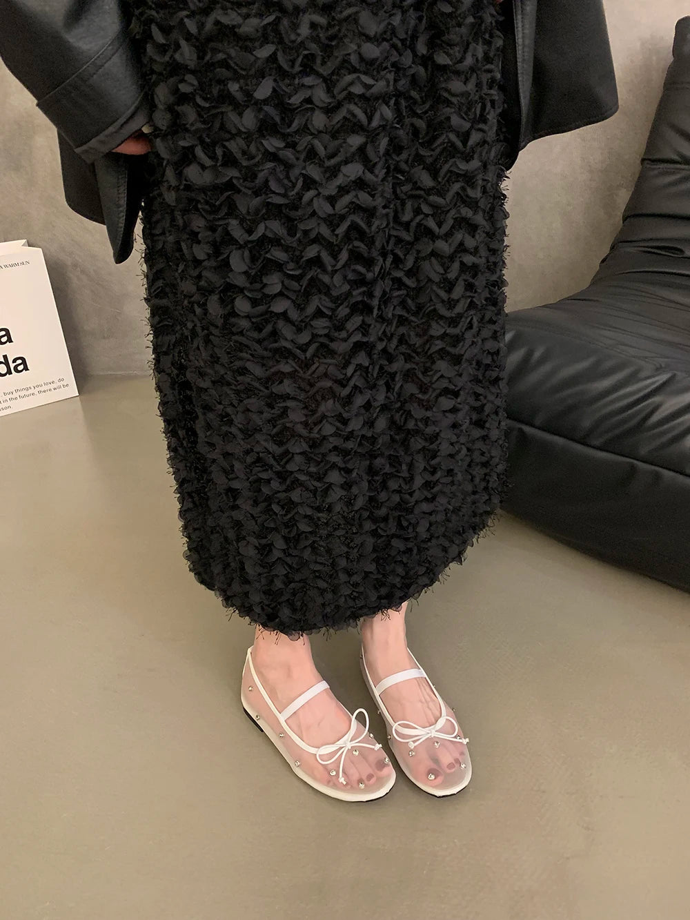 Flat Shoes Mesh Mary Jane Shoes Soft Sole Outdoor Dress Ballerinas