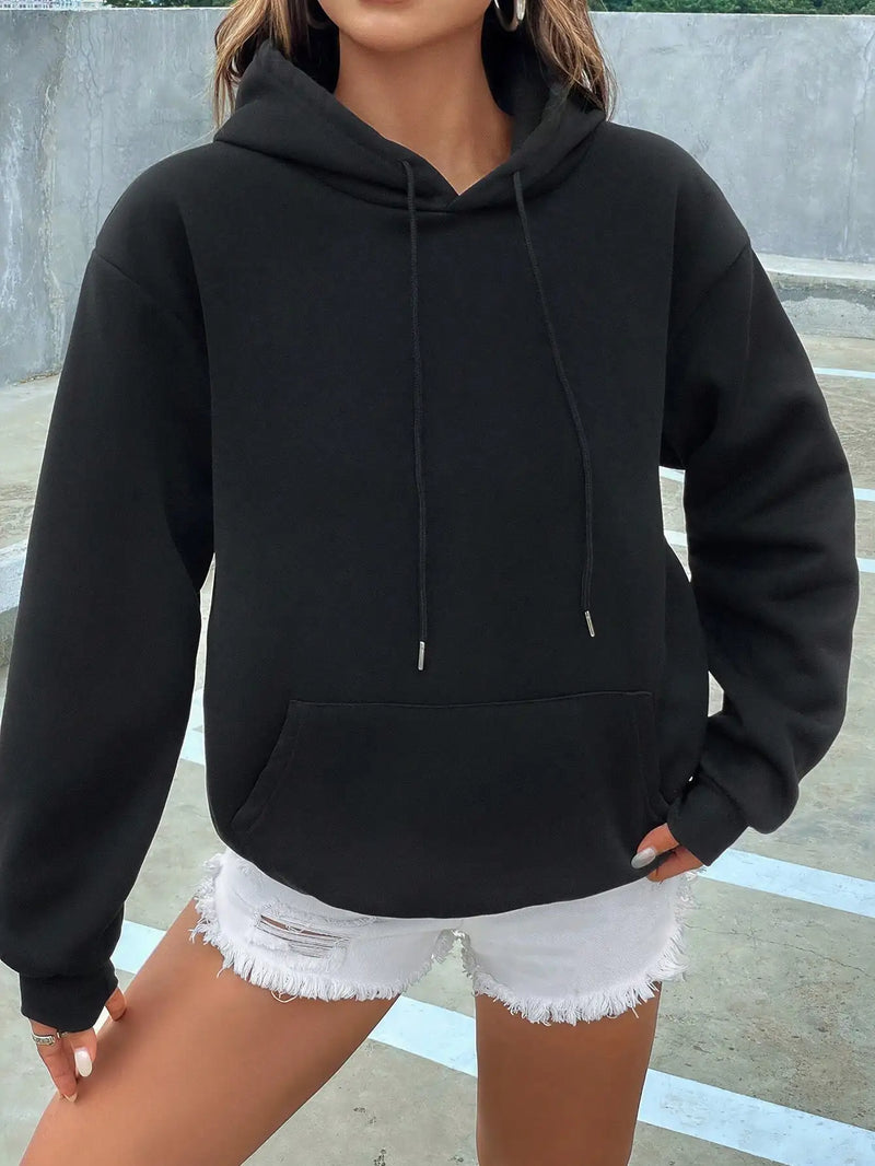 Color Hoodie for Female Pocket Creative Sweatshirts All-match Street Clothes Fleece Pullovers