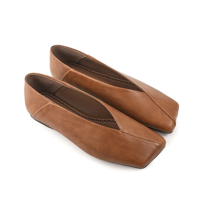 European and American Genuine Leather Flat Bottomed Square Toe Single Shoes for Wearing Two Mary Jane Shoes