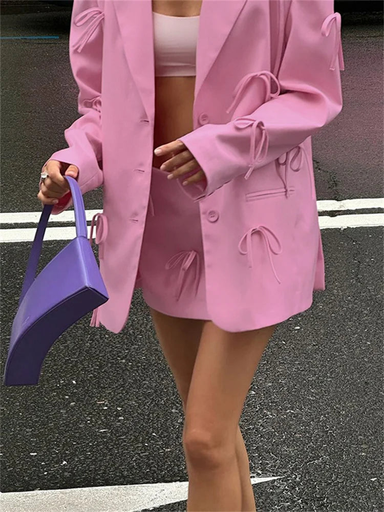 Suit Outwear for Lace-up Patchwork Pocket Loose Long Sleeve Cardigan Female Coat New