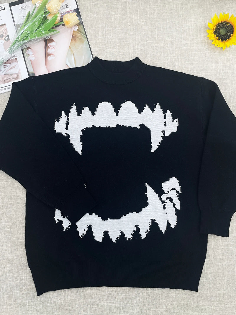 Temperament Commuter Style Pullover Sweater for ’s Autumn and Winter New Loose All-match Crew-neck Knitwear