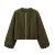 Retro Woolen ’s Bomber Jacket Long Lantern Sleeves Pockets O-neck Loose Female Coat Autumn High Street Outwears