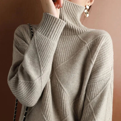 Autumn and Winter New ’s Pullover Sweater Thickened Warmth Knitted Wool Sweater High Collar Df4845