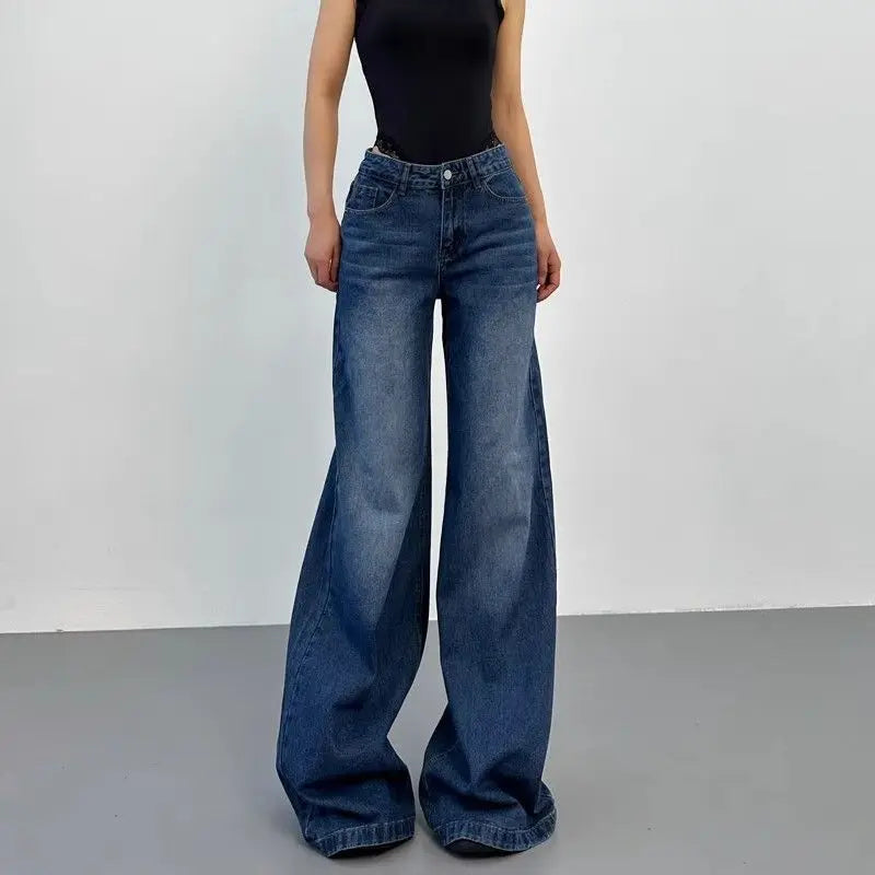 Retro American Plus Straight Leg Jeans Washed and Versatile Gothic Harajuku Loose Fit High Waisted Jeans Y2k Pants