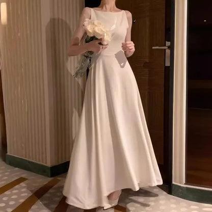 Dresses Spring Summer Slash Neck Sleeveless Vestidos Mujer Korean Aline Long Dress