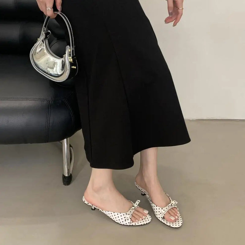 String Bead Highheeled Shoes Lady Slippers Outdoor Slides Pantofle Butterflyknot Low Rubber Flip Flops Hawaiian Pu