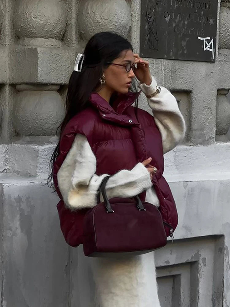 Fluffy Zipper Vest Coats Loose Lapel Sleeveless Single Breasted Jacket Lady Winter Versatile Simple Outwear