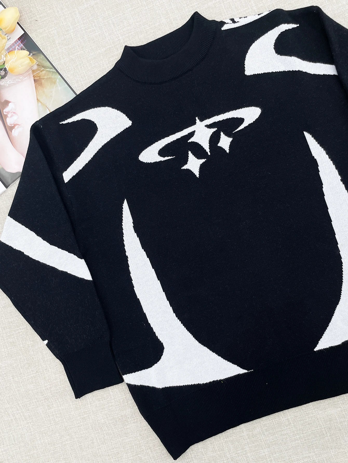Temperament Commuter Style Pullover Sweater for ’s Autumn and Winter New Loose All-match Crew-neck Knitwear