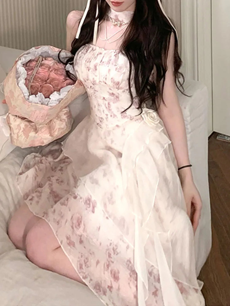 French Style Sweet for Dress New Spring Summer Party Tighten the Waist Y2k Dress Princess Mini Dress