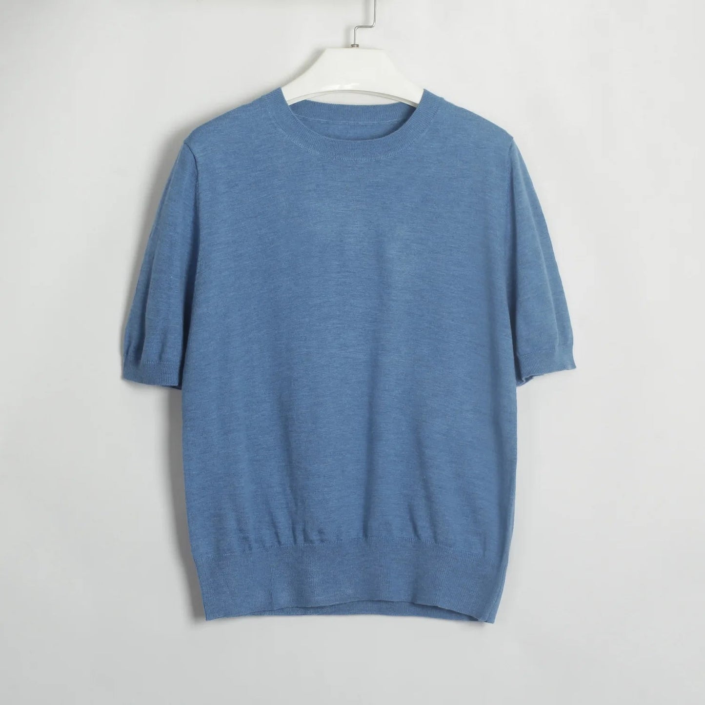 Summer Knitted Tshirt Short Sleeve Oneck Slim White Sweater Female Pullovers Knitwear
