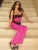Lace Patchwork Two Piece Set Hipster Suspendency Bandage Sheer Camis+high Waist Slim Pants Female Attirewear