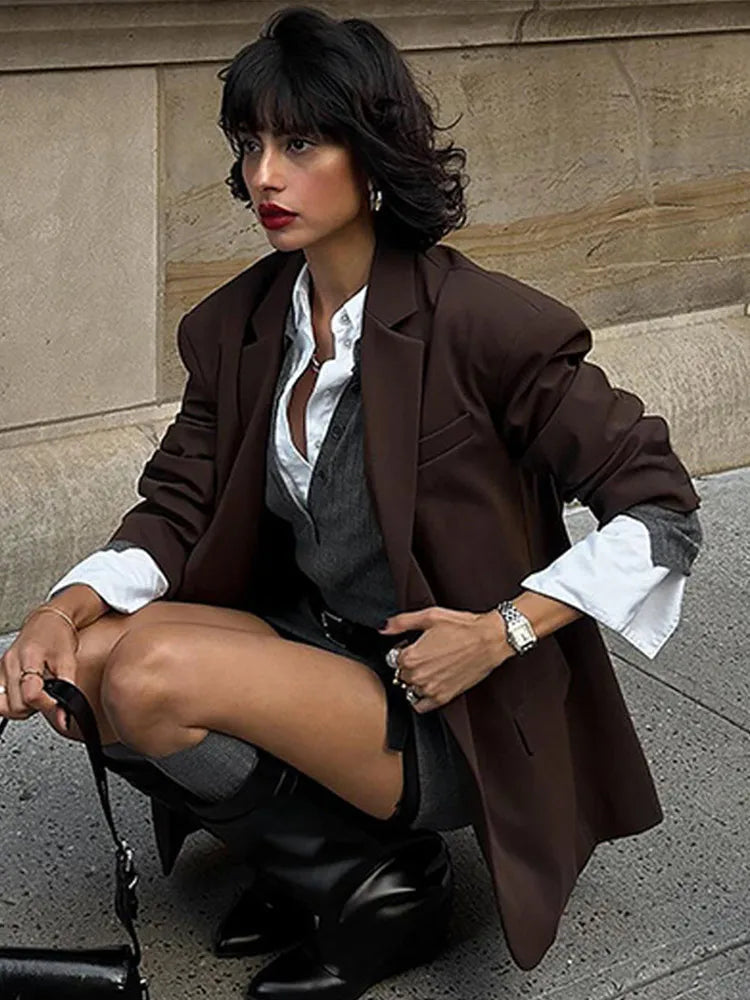 Leopard Print Woman Blazer Jacket Lapel Single Breasted Pockets Long Sleeve Coat Lady Fall Office Outerwear