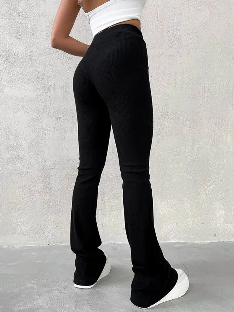 High-waisted Long Micro Flare Y2k Pants Trousers Color High Waist Slim Clothes Sweatpants