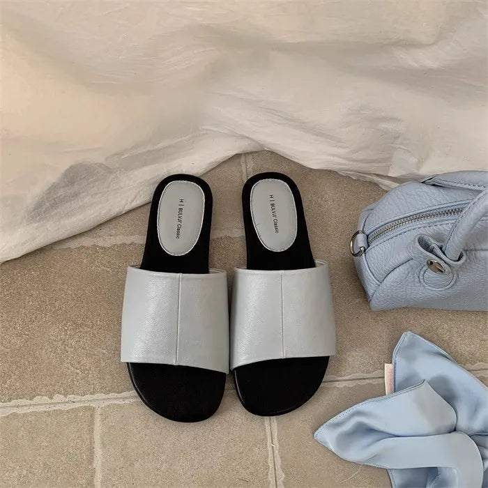Shoes Slippers Soft Loafers Slides Summer Clogs Woman Comfort Rubber Silver Flat Beach Concise Shoes Silver ' Slip