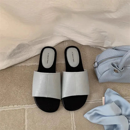 Shoes Slippers Soft Loafers Slides Summer Clogs Woman Comfort Rubber Silver Flat Beach Concise Shoes Silver ' Slip