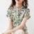 Summer Style Blouses Tops Lady Short Sleeve Stand Collar Flower Printed Blusas Tops Sp1498