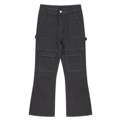 Low Waist Color Allmatch Cargo Pants Autumn New Korean Multibutton Slim Wide Leg Pants