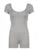 Shirring Backless Square Collar Short Sleeve Skinny Gray Rompers Playsuit Black Rave Summer Baddie Outfits