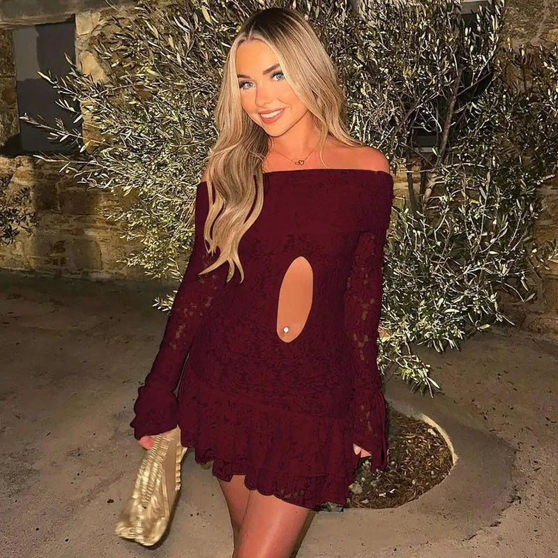 Strapless Lace Backless Party Mini Dress