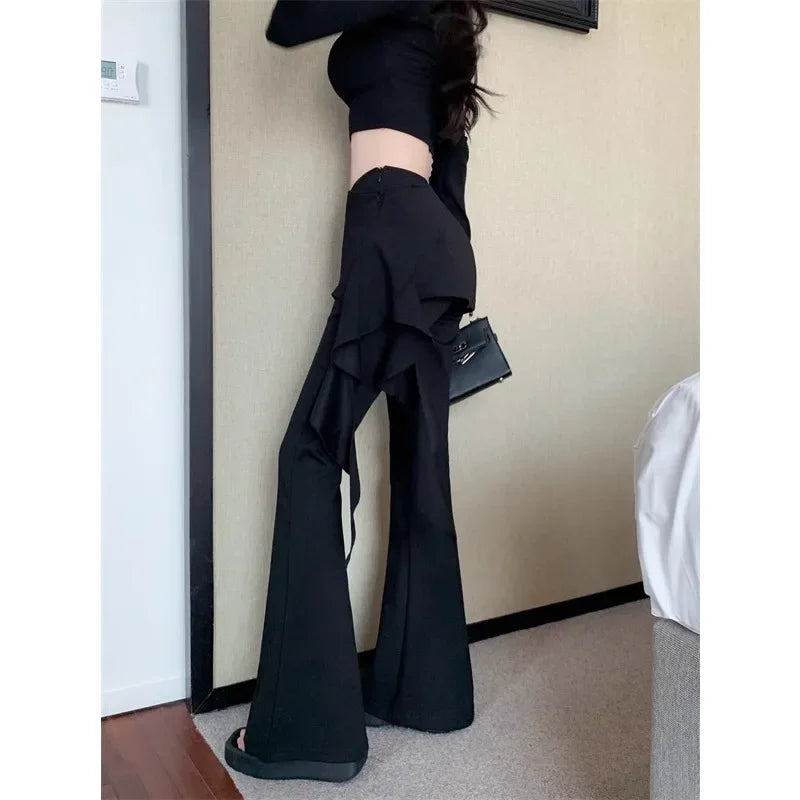 Korean Irregular Skirt Splicing Slim Pants Autumn New Color Allmatch Wide Leg Pants