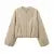 Retro Woolen ’s Bomber Jacket Long Lantern Sleeves Pockets O-neck Loose Female Coat Autumn High Street Outwears