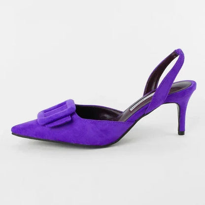 Sandals Summer Pointed Toe High Heels Stiletto Square Buckle Large Size Single Shoes