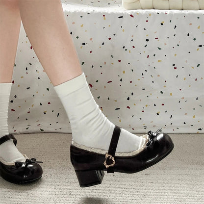 Jk Mary Jane Shoes Causal Shallow Butterflyknot Shoes Spring Autumn Female Leather Shoes