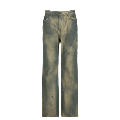 Gradient Color Jeans Loose Washed Y2k Wide Leg Pant High Street Straight Denim Trousers