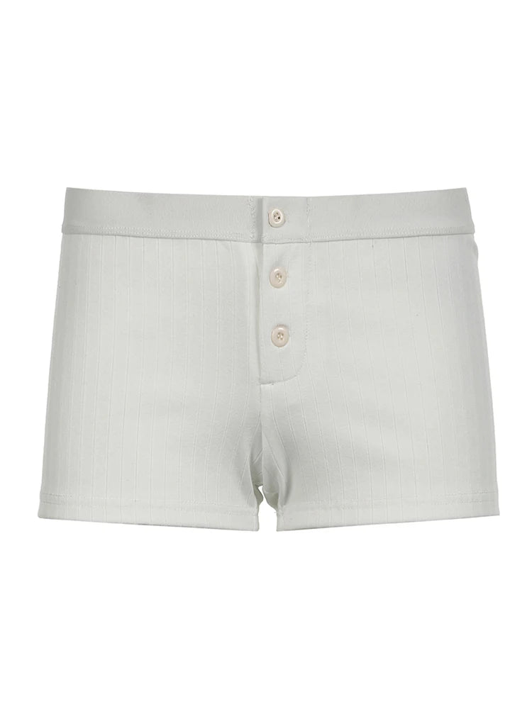 Basic Button Up Low Waist Slim Summer Shorts