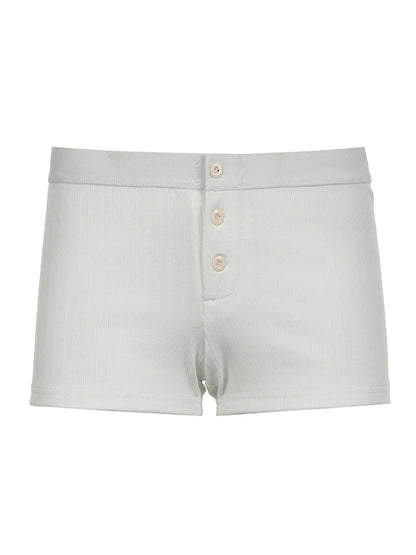 Basic Button Up Low Waist Slim Summer Shorts