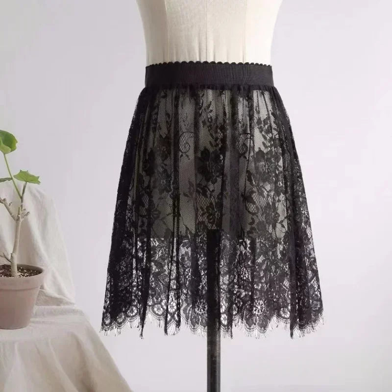 Summer Half Slips for Wome High Waist Lace Basic Skirt Underdress Loose Half Slips Underdress Underskirt Petticoat Slips