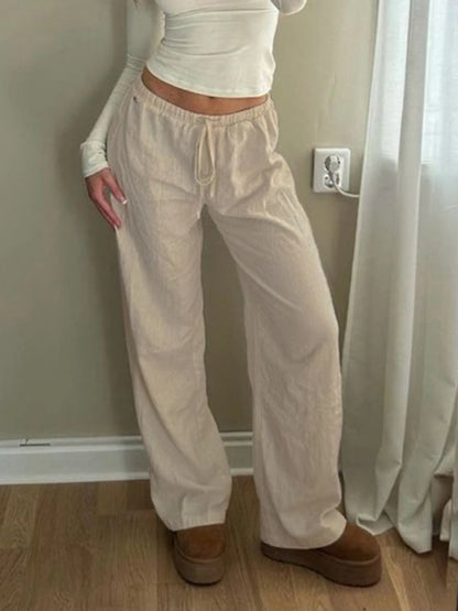 Loose Straight Leg Pants for Simple Lazy Comfortable Summer Vacation Trousers