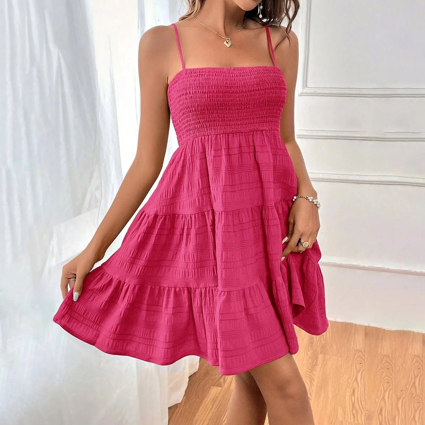 Backless Ruffle Spaghetti Strap Mini Dress