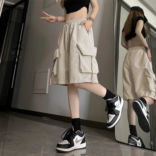 S-3xl Y2k Cargo Shorts Harajuku Black Oversized Wide Leg Shorts Summer High Waist Baggy Short Pants New