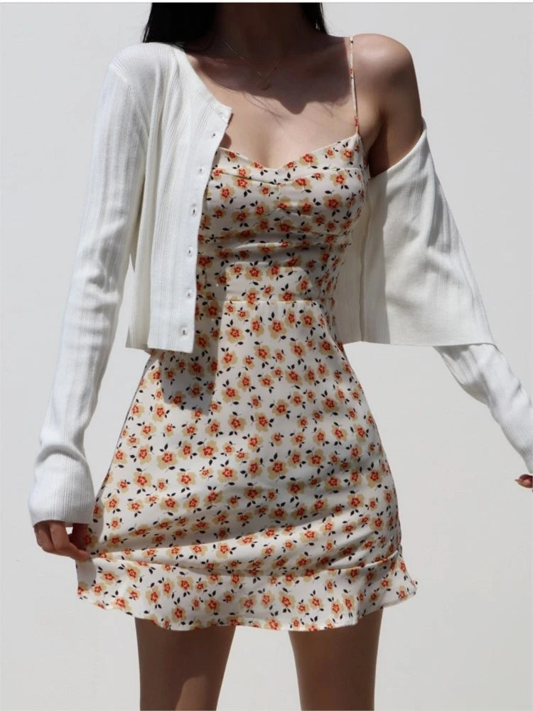 Short Dresses for Summer Spaghetti Strap Backless Beach Party Mini Dress Vacation Outfits