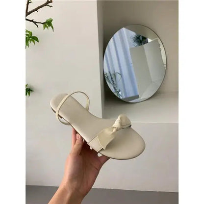 Flat Shoes Female Low Woman's Slippers Slides Butterflyknot Designer Rome Butterflyknot Rubber Retro Scandals Pu H
