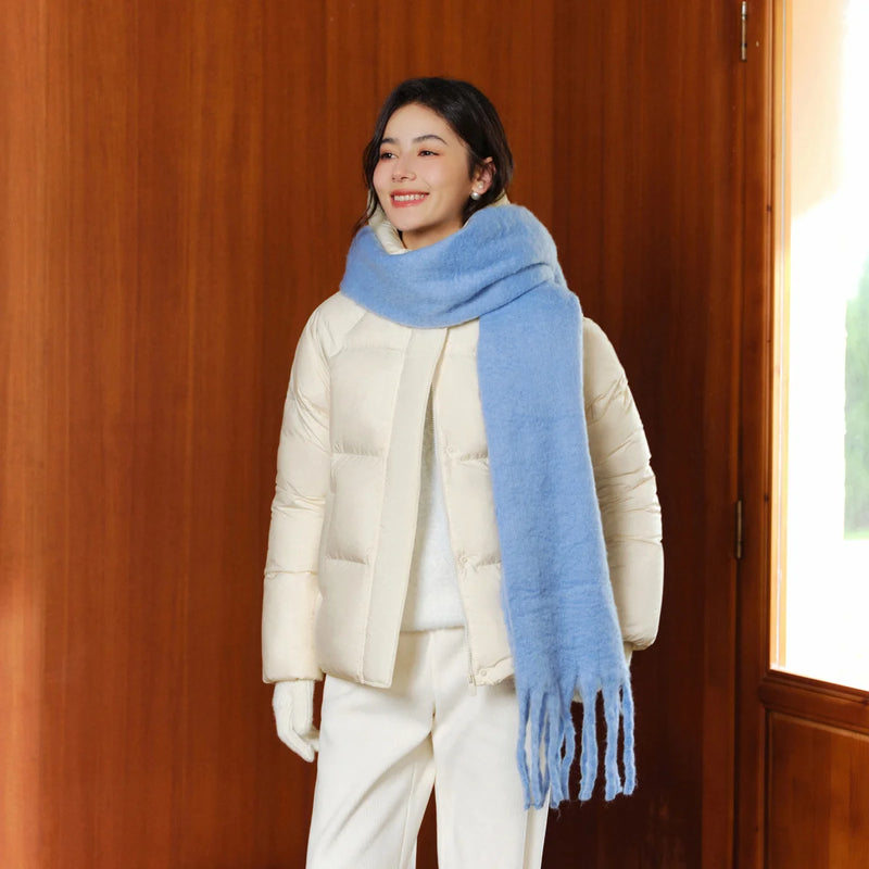 Down Jacket Color Loose Versatile Winter New Three-proof Hooded Puffer Coat Down Jacket