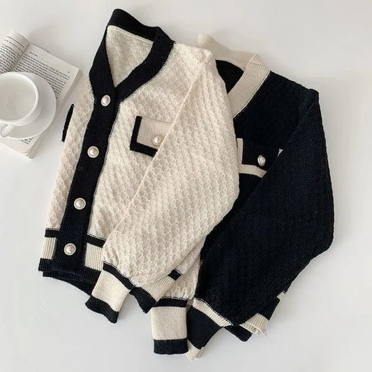 ’s Korean New Korean Loose Long-sleeved Knit Sweater Cardigans Outwear Coat