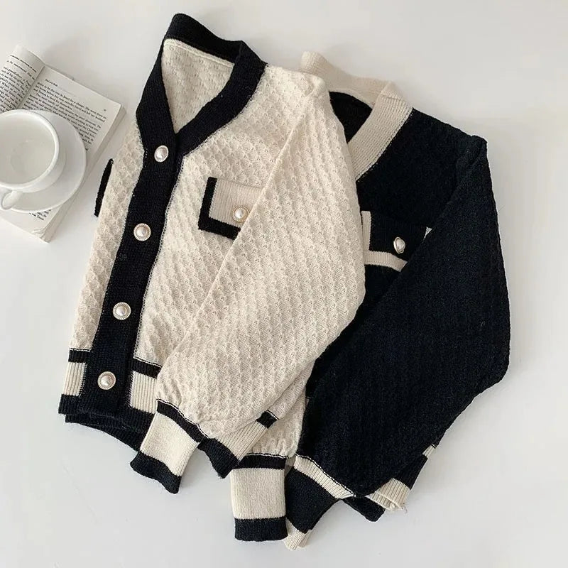 ’s Korean New Korean Loose Long-sleeved Knit Sweater Cardigans Outwear Coat