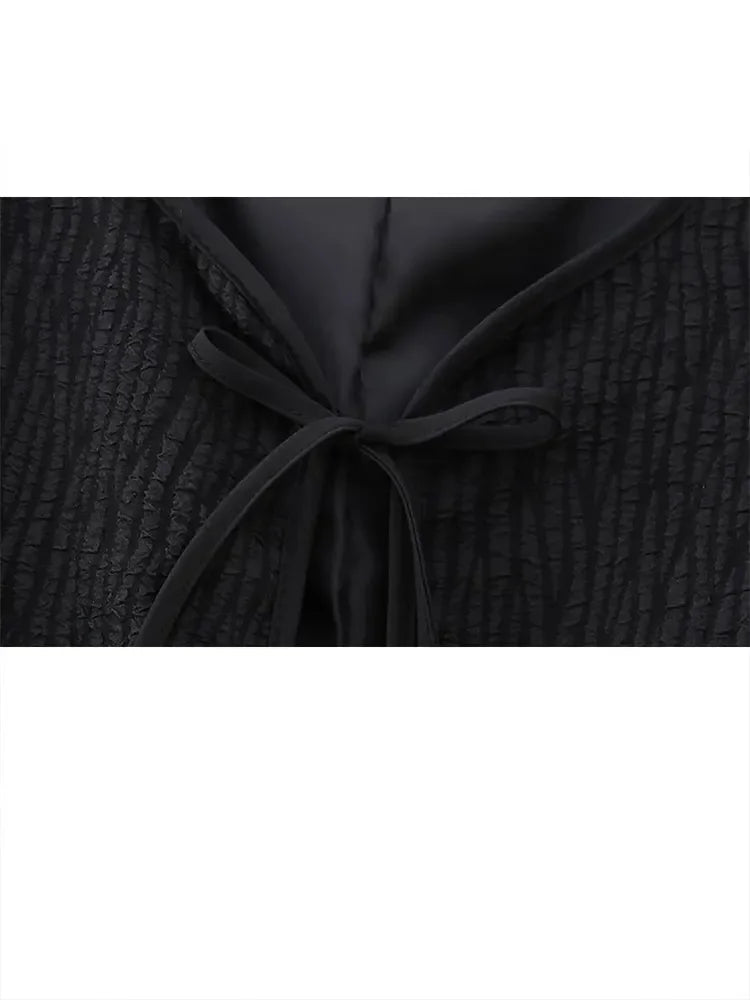 Spring Jacket for Long Sleeves Loose Quilted Coats Cuff Feather Laceup Outerwear