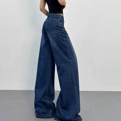 Retro American Plus Straight Leg Jeans Washed and Versatile Gothic Harajuku Loose Fit High Waisted Jeans Y2k Pants