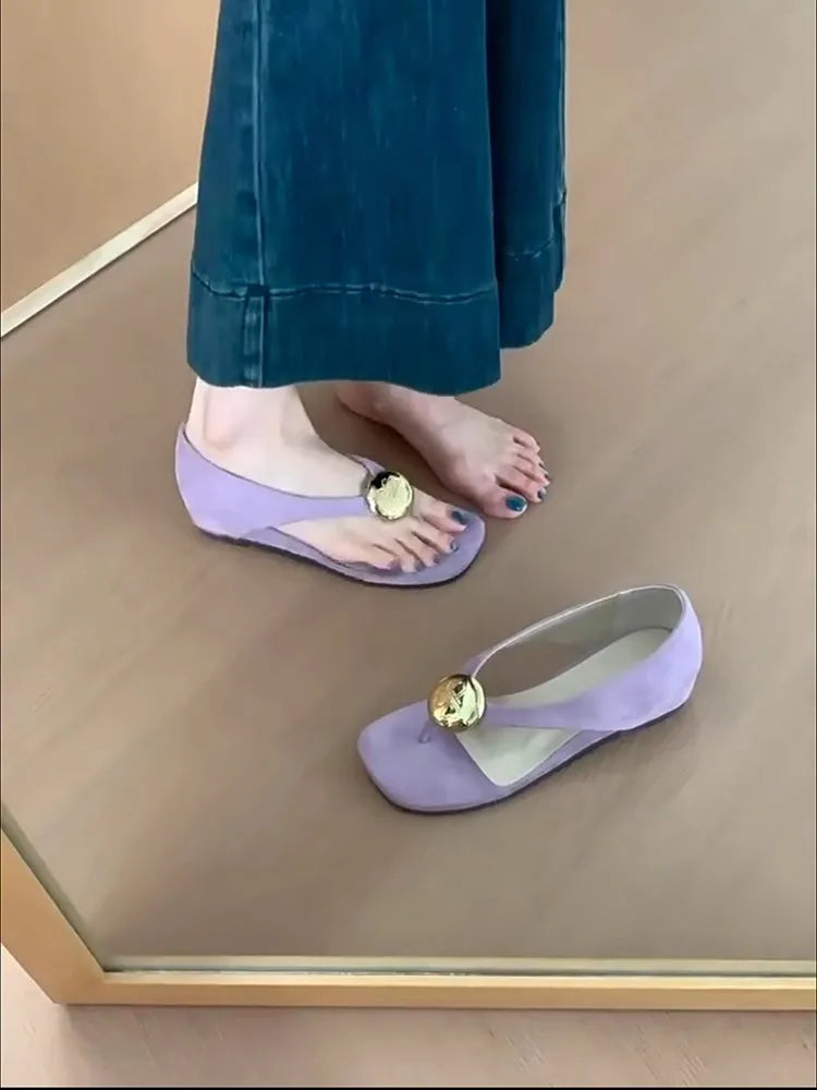 Summer Leisure Toeopen Sandals Slippers Rubber Bottom Flat Head Slipon Shoes High Aesthetic Value