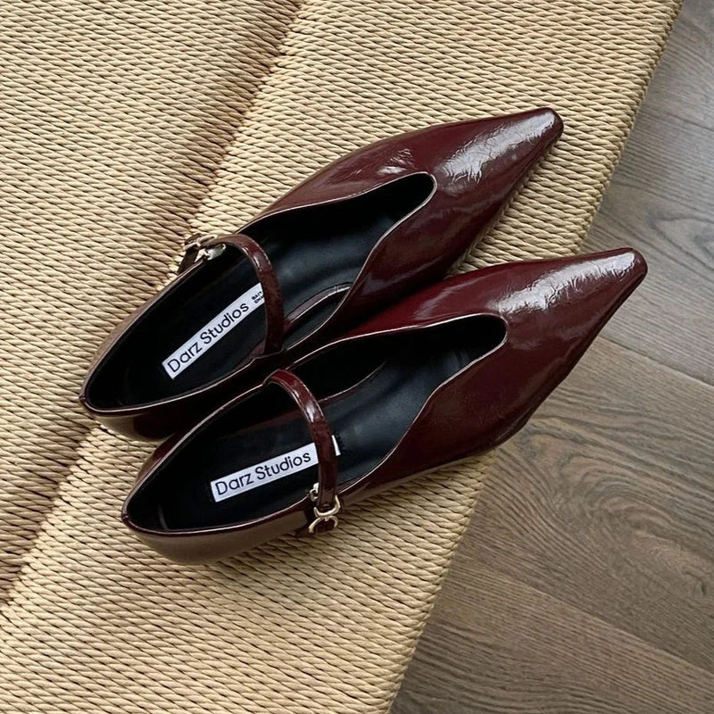 Comfort Shallow Flat Shoes Pointed Toe Office Shoes Buckle Strap Designer Footwear Female Zapatos De Mujer